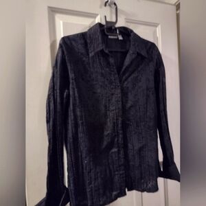 Black Textured Floral Blouse, Apt. 9